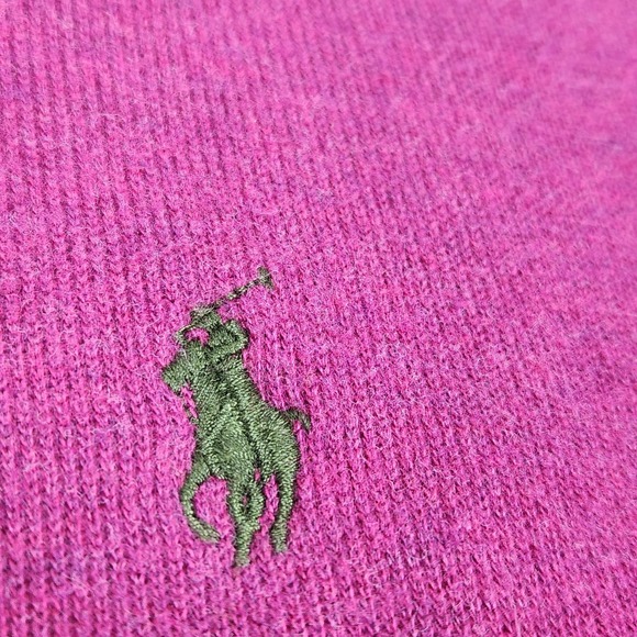 Polo Ralph Lauren Sweater Mens L Magenta Quarter Zip Mock Neck Cotton Pullover - Picture 6 of 12